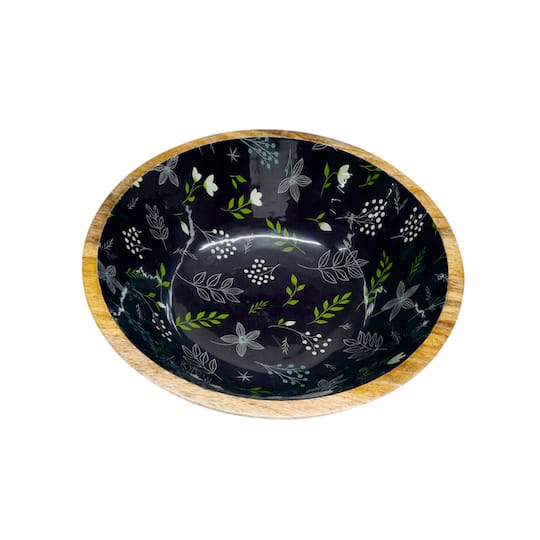 12" Floral Patterned Wood Bowl by Ashland®